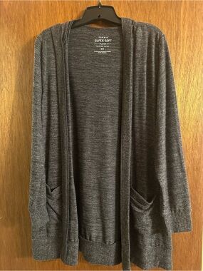 torrid Charcoal Open-Front Plush Cardigan with Pockets